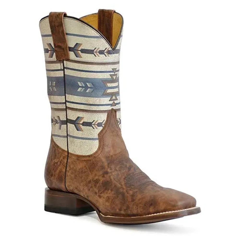 Roper 13" Aztec Cowboy (Burnished Tan) - Men's Cowboy Boots