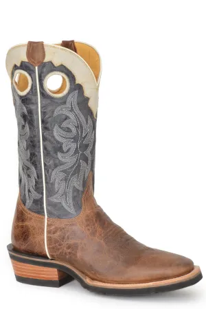 Roper Mens Ride Em Cowboy Tan/Black Leather Cowboy Boots