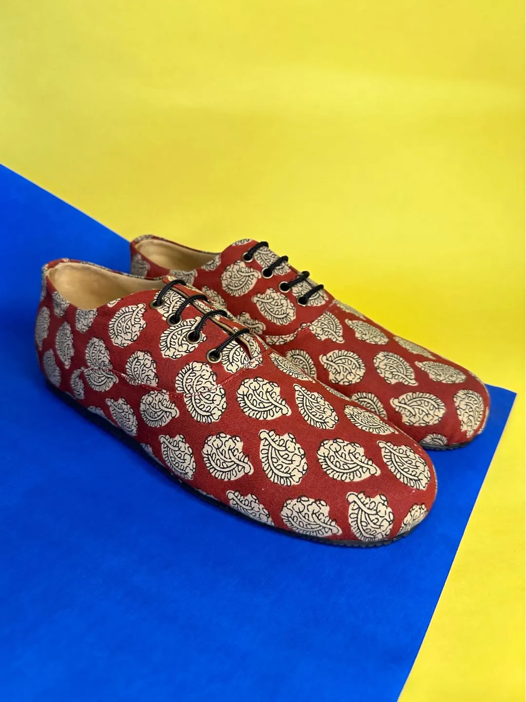 Rust Brown Block Print Unisex Oxfords