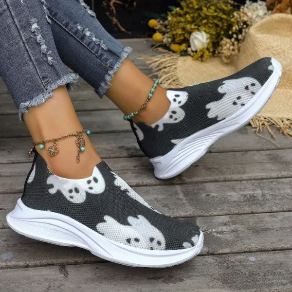 sealbeer - Black Casual Patchwork Printing Round Comfortable Out Door Shoes