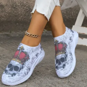 sealbeer - Halloween White Casual Patchwork Printing Round Comfortable Shoes