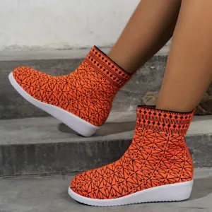 sealbeer - Tangerine Red Casual Patchwork Round Comfortable Out Door Shoes