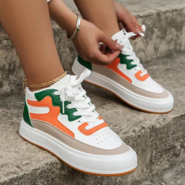 sealbeer - White Green Casual Patchwork Frenulum Round Comfortable Out Door Shoes