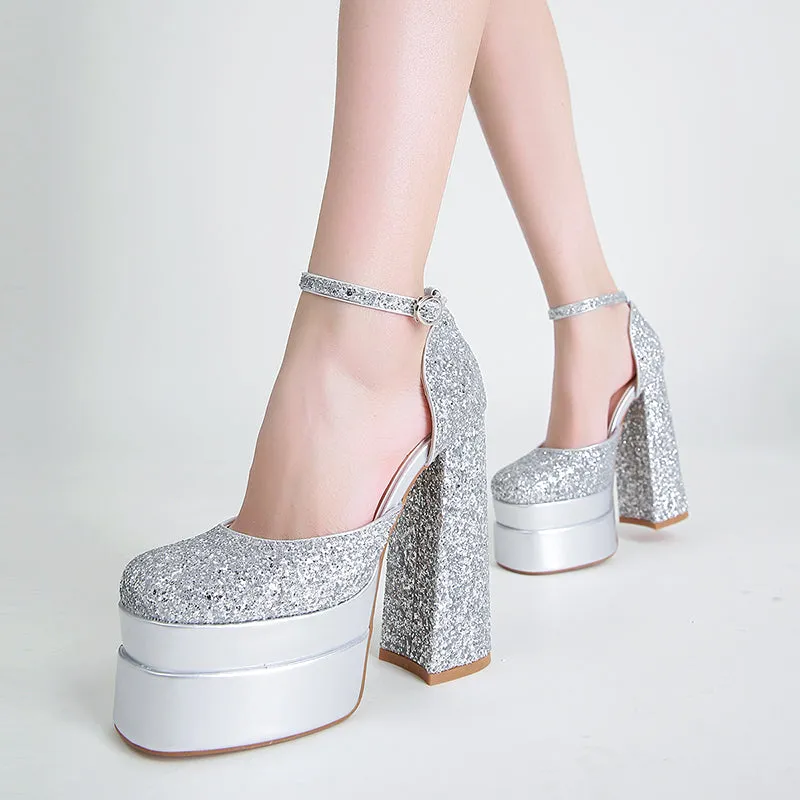 Shiny Heeled Sandals