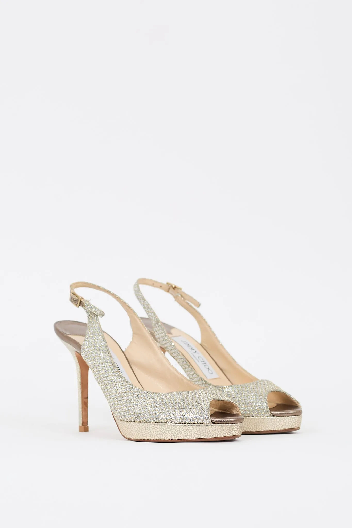 Silver & Gold Glitter Slingback Heel