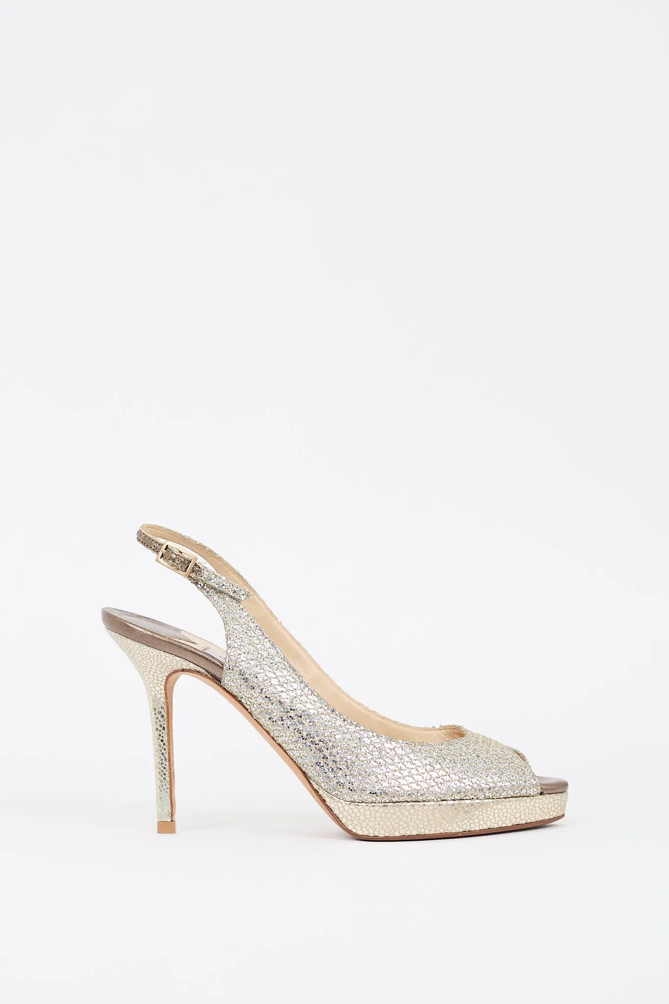 Silver & Gold Glitter Slingback Heel