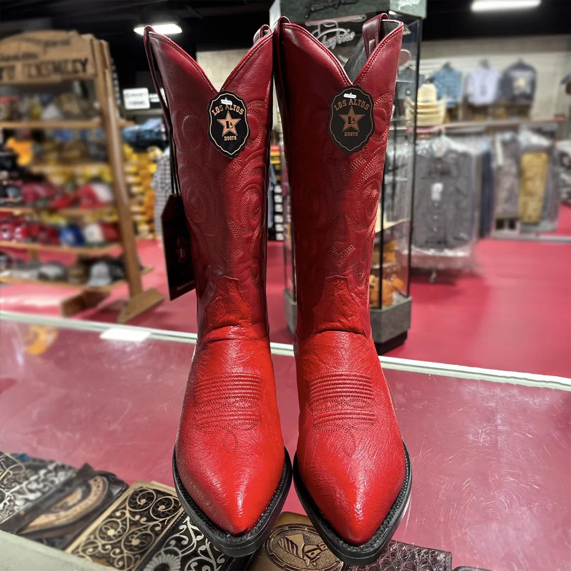 Smooth Ostrich Red Cowboy Boots