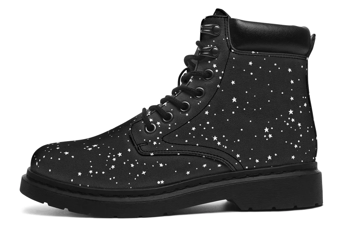 Starry Night Classic Boots - High Quality Micro-Suede Weatherproof Vegan Shoes with Stitched on Soles