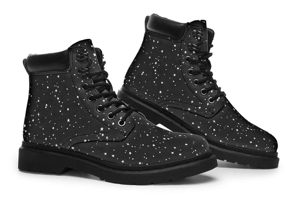 Starry Night Classic Boots - High Quality Micro-Suede Weatherproof Vegan Shoes with Stitched on Soles