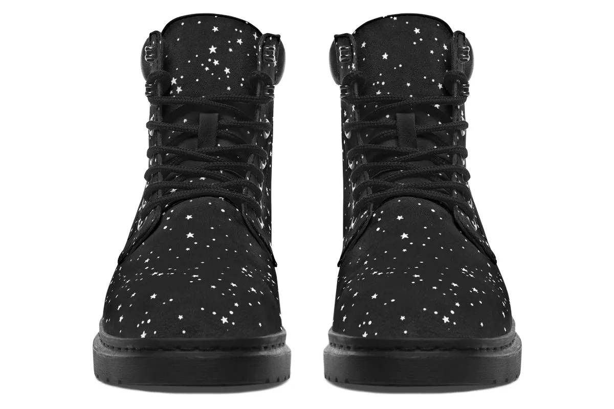 Starry Night Classic Boots - High Quality Micro-Suede Weatherproof Vegan Shoes with Stitched on Soles