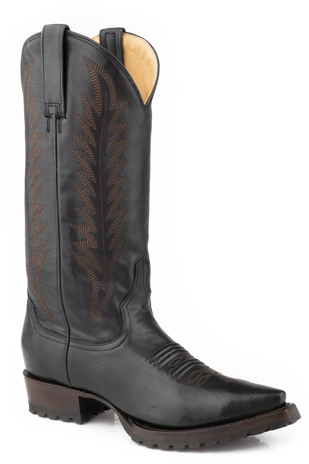 Stetson Womens Frankie Black Leather Cowboy Boots