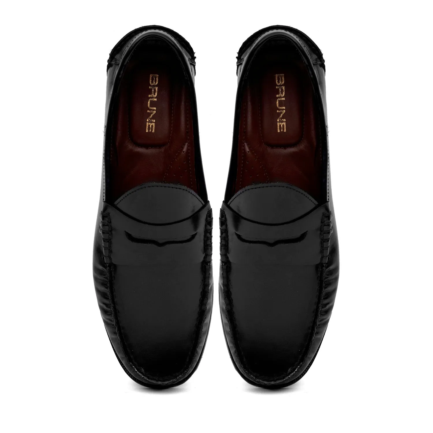 Stitched Loafer in Genuine Black Leather