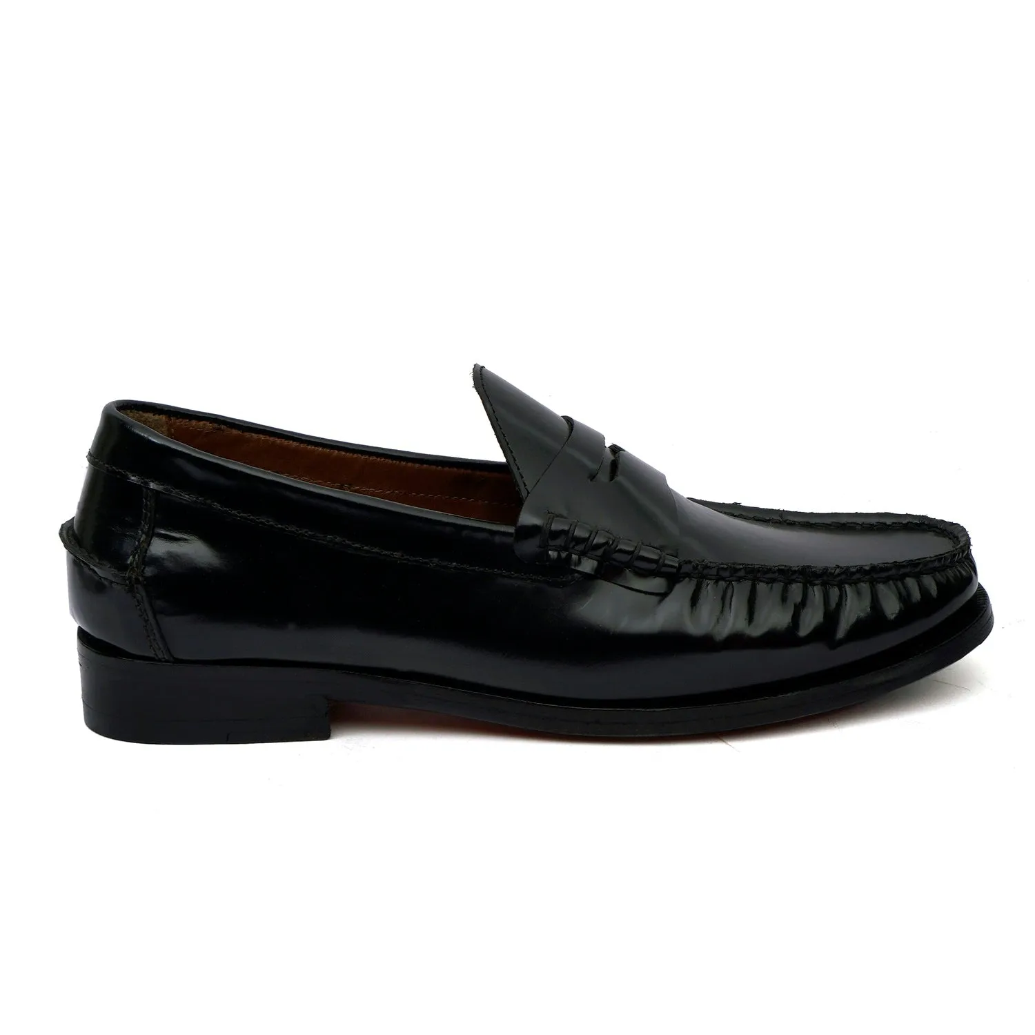 Stitched Loafer in Genuine Black Leather