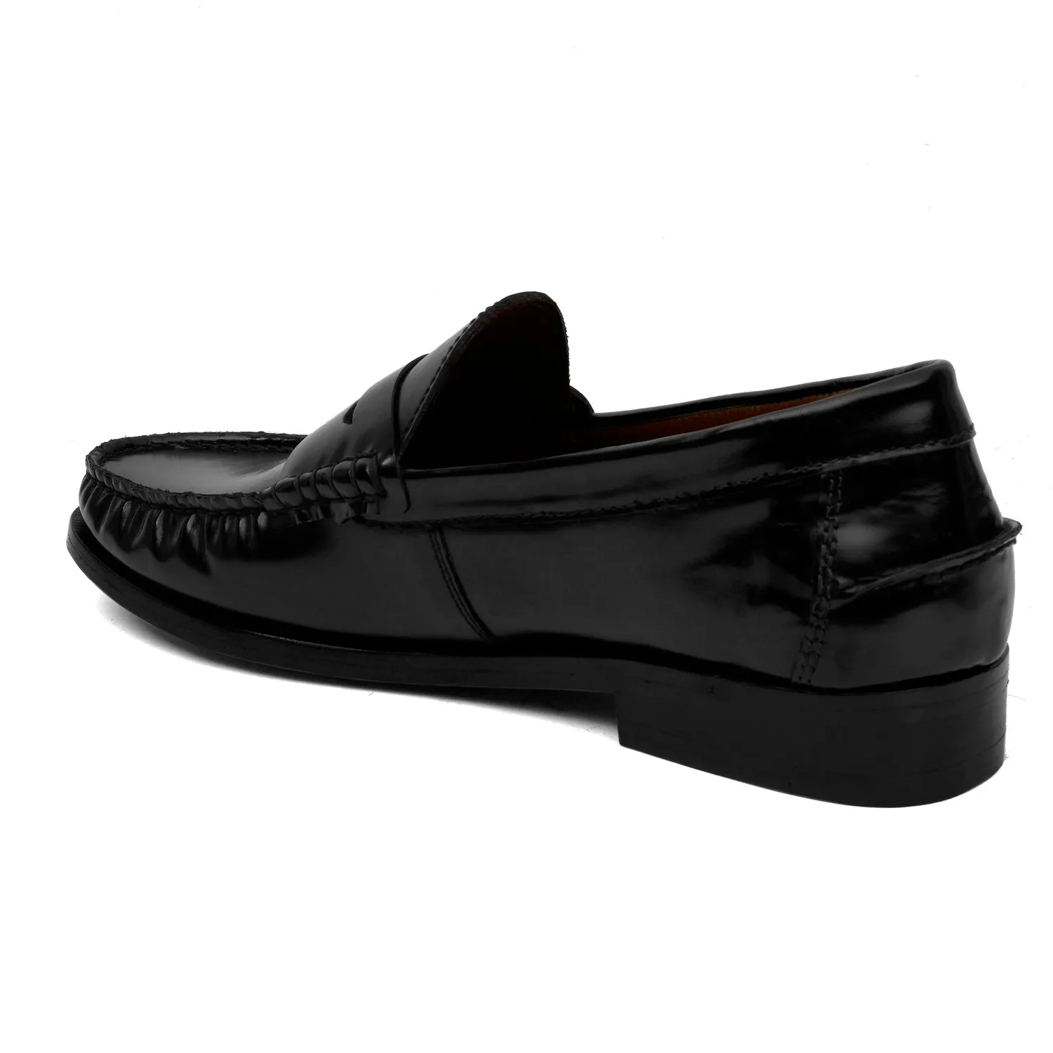 Stitched Loafer in Genuine Black Leather