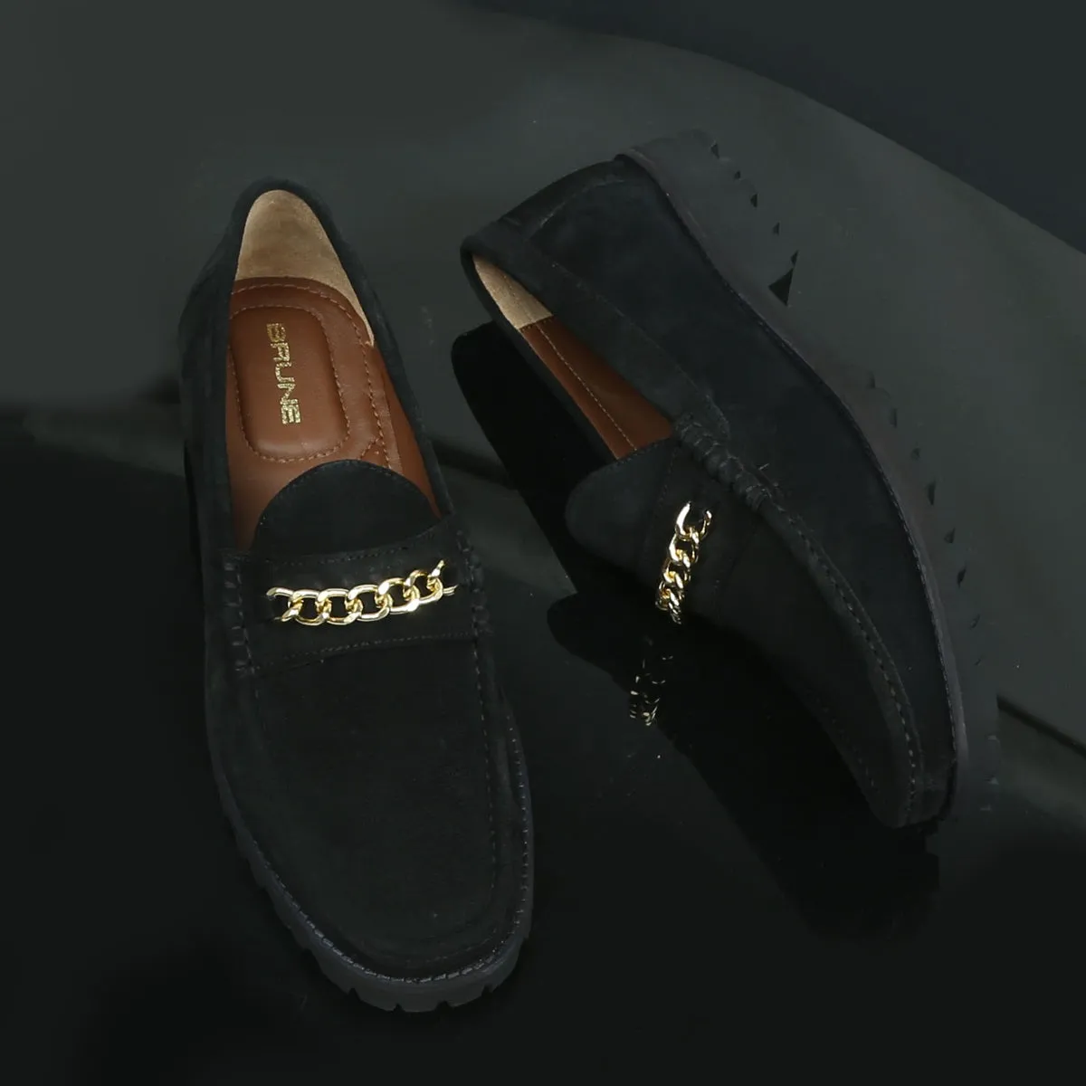 Suede Leather Loafer with Chunky Sole