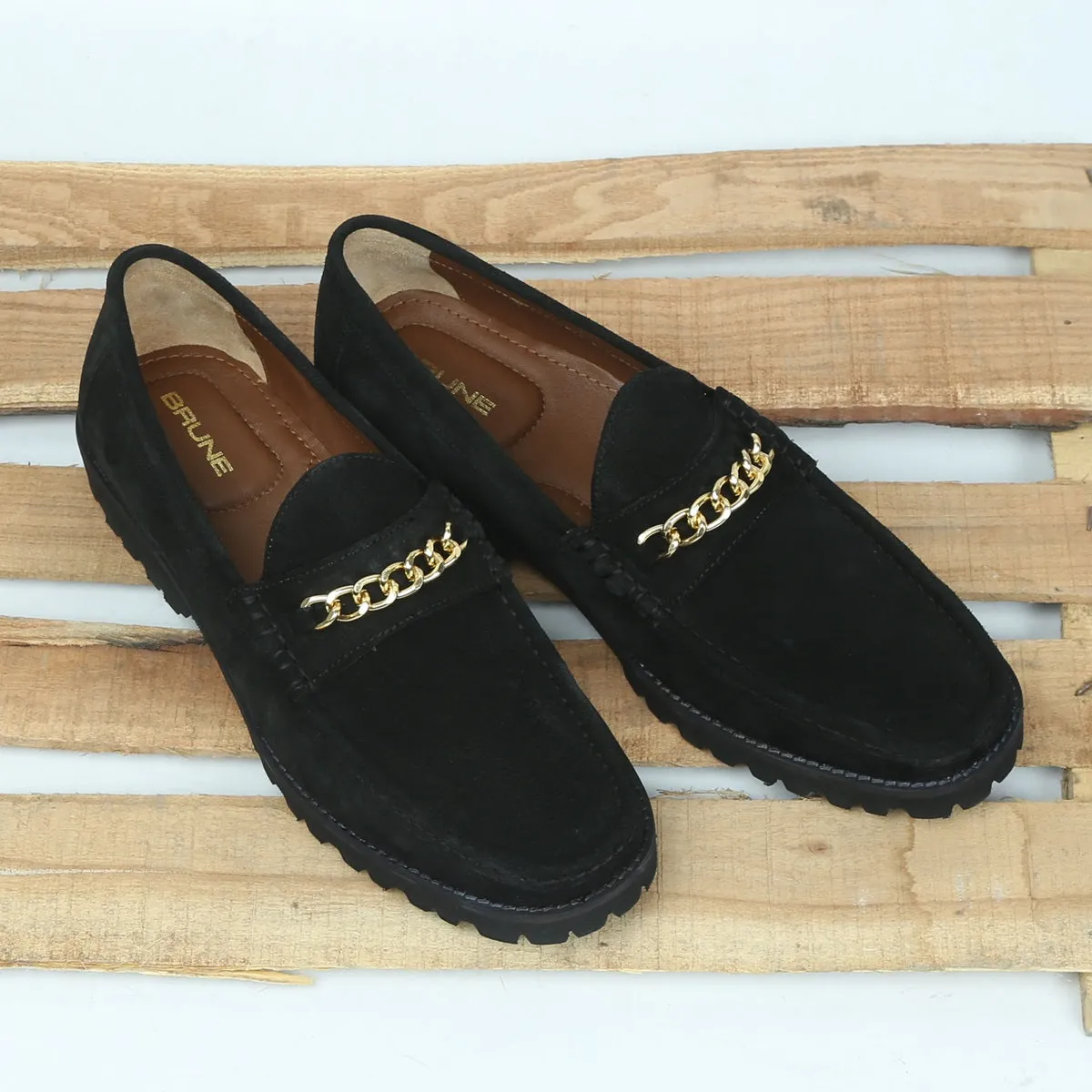 Suede Leather Loafer with Chunky Sole