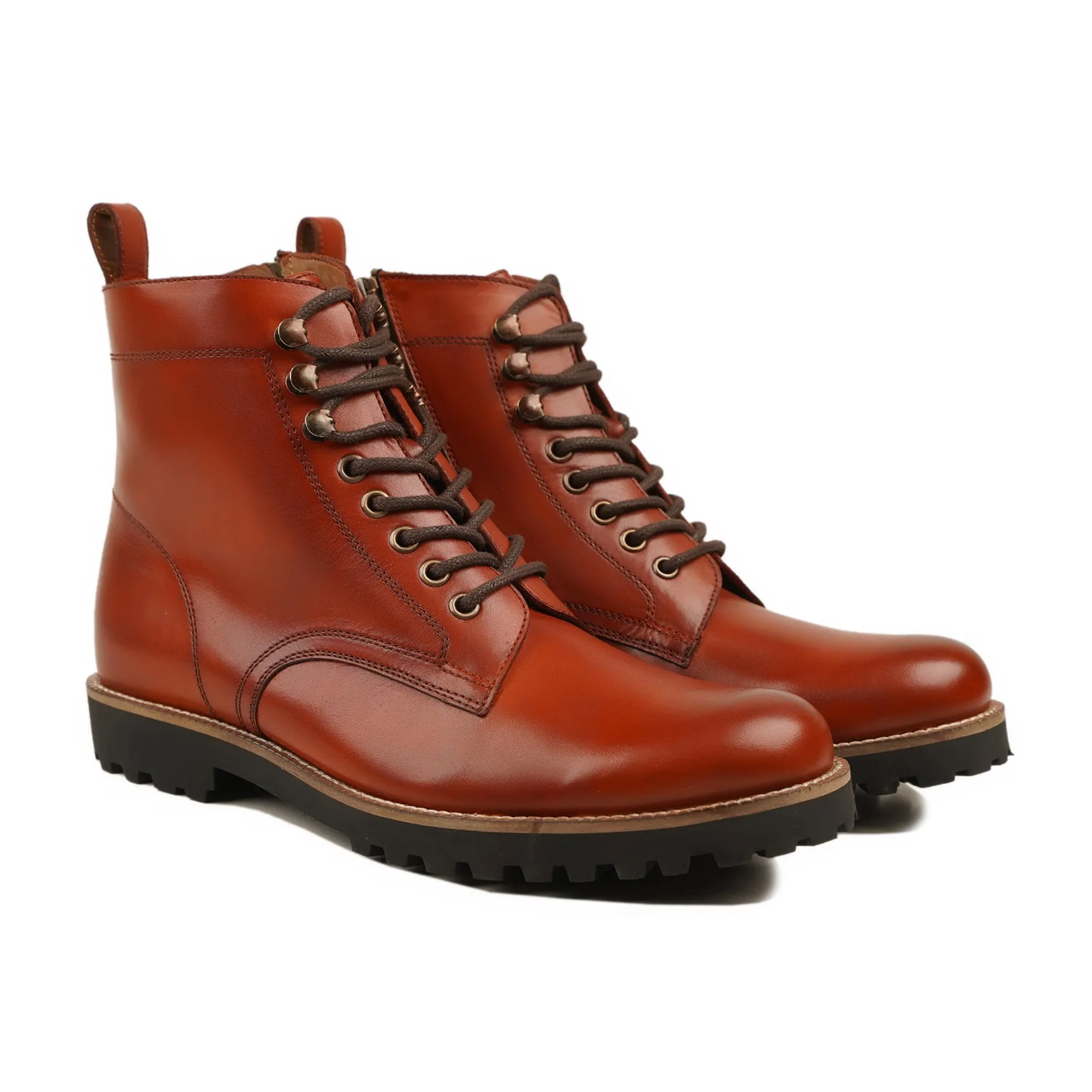 Telensti - Men's Orange Tan Calf Leather Boot