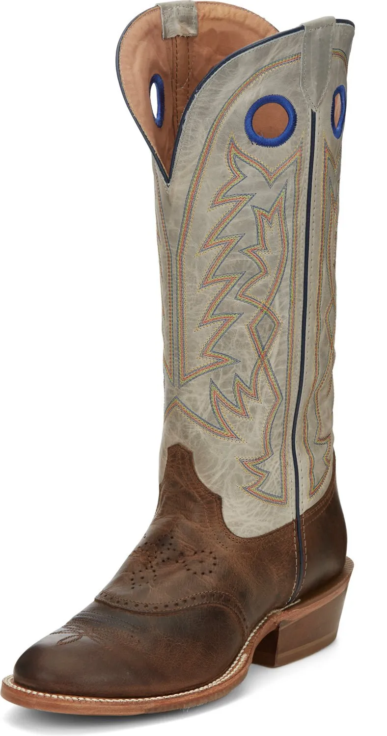 Tony Lama 15in Buckaroo Mens Grey/Brown Henley Leather Cowboy Boots