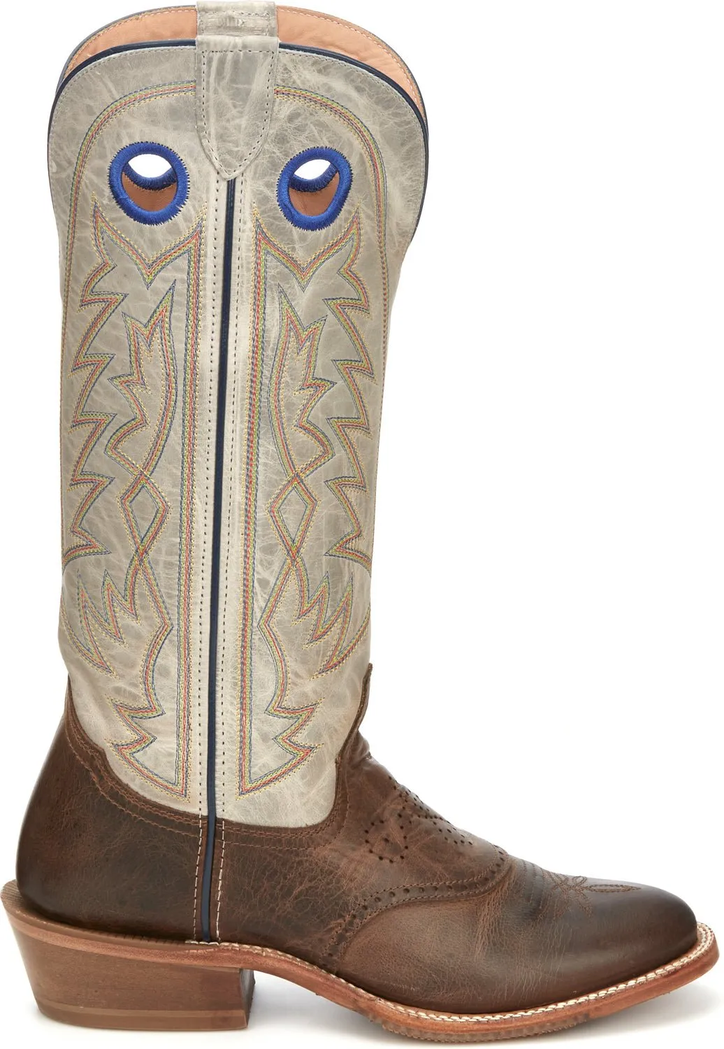 Tony Lama 15in Buckaroo Mens Grey/Brown Henley Leather Cowboy Boots