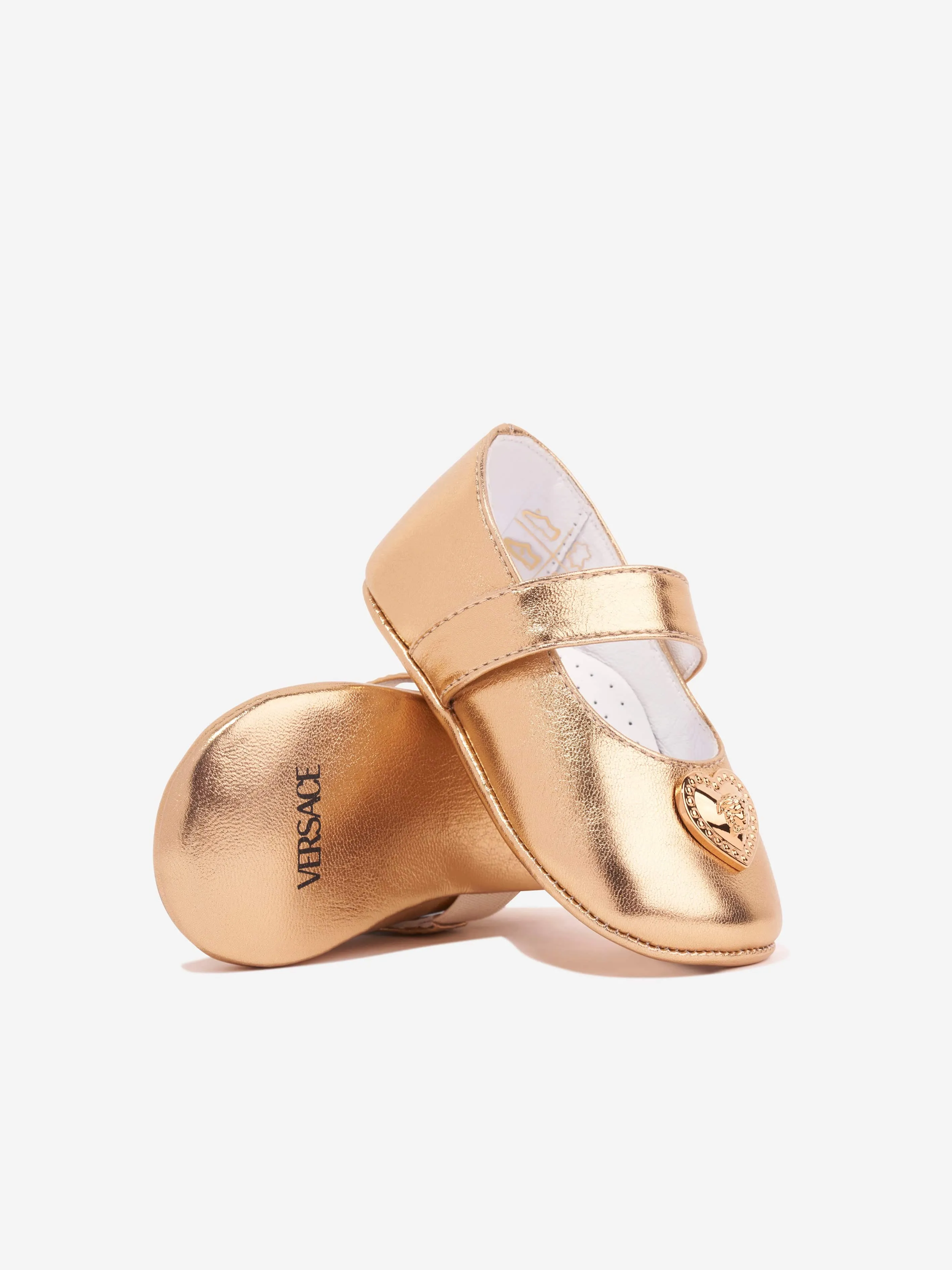 Versace Baby Girls Leather Shoes in Gold