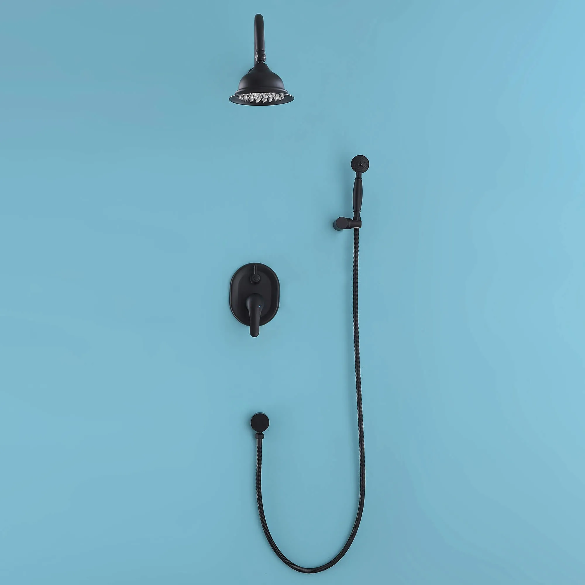 Wall Mount Antique Shower System with 6 inch Rainfall Head and Pressure Balance Valve HG6042MB