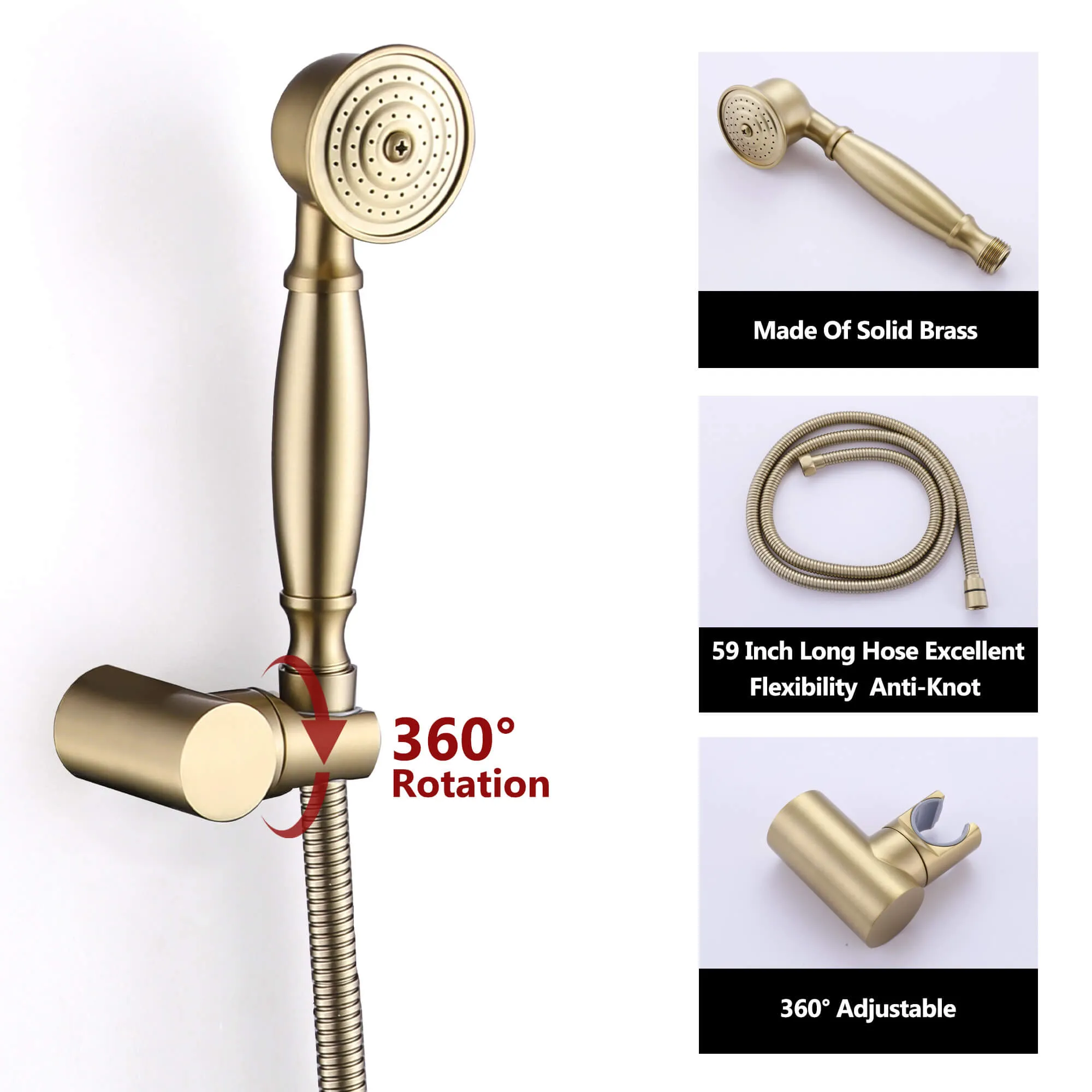 Wall Mount Antique Shower System with Pressure Balance Valve and 6" Rainfall Head HG6042BG