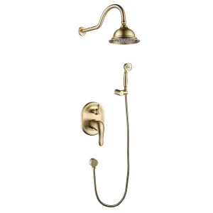 Wall Mount Antique Shower System with Pressure Balance Valve and 6" Rainfall Head HG6042BG