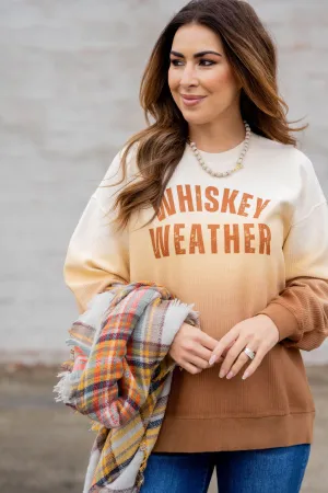 Whiskey Weather Gradient Ribbed Graphic Crewneck