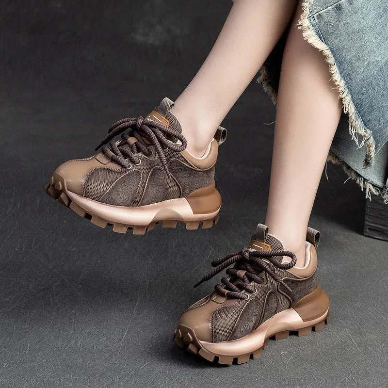 Women Fashion Patchwork Lug Sole Casual Shoes