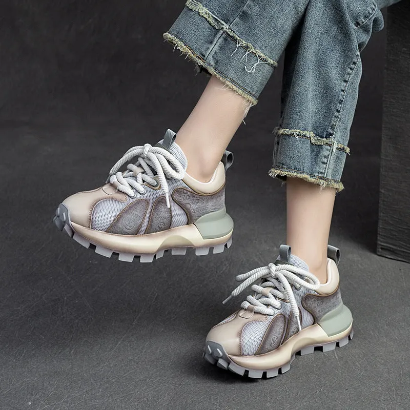 Women Fashion Patchwork Lug Sole Casual Shoes