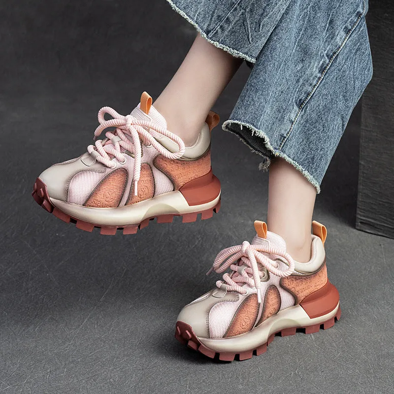 Women Fashion Patchwork Lug Sole Casual Shoes