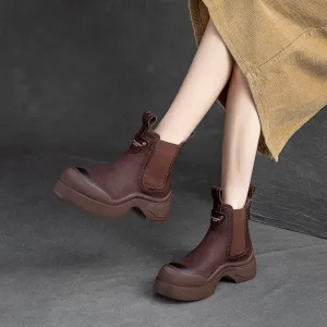 Women Minimalist Patchwork Leather Furred Winter Boots