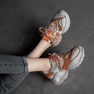 Women Retro Breathable Patchwork Platform Sneakers