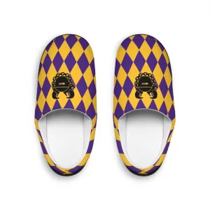 Women's Indoor Slippers - Purple/Gold Diamonds