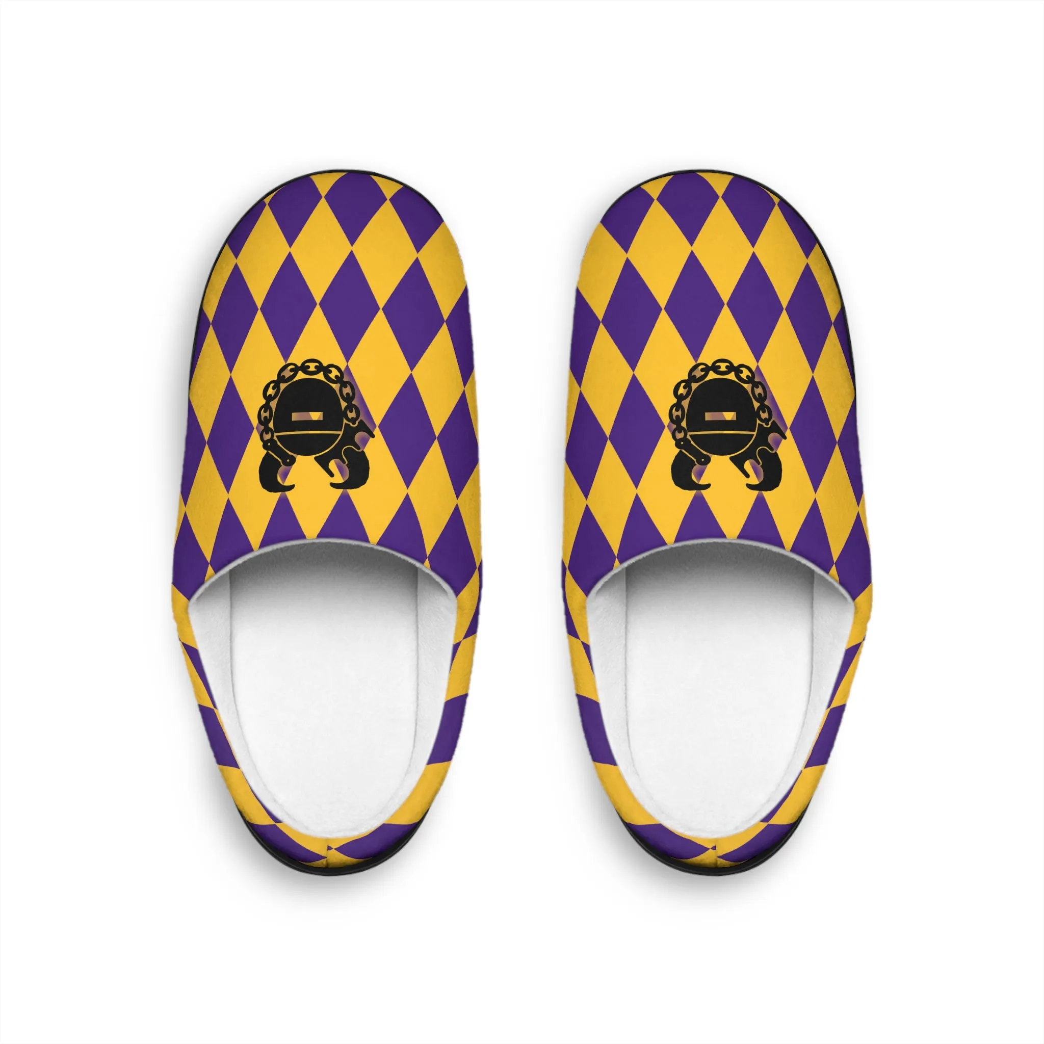 Women's Indoor Slippers - Purple/Gold Diamonds