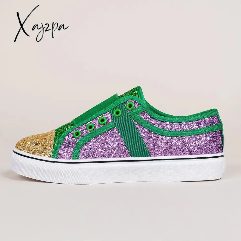 Xajzpa - Casual Sequins Patchwork Round Comfortable Flats Shoes