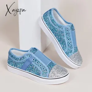 Xajzpa - Casual Sequins Patchwork Round Comfortable Flats Shoes