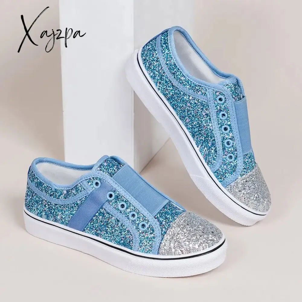 Xajzpa - Casual Sequins Patchwork Round Comfortable Flats Shoes