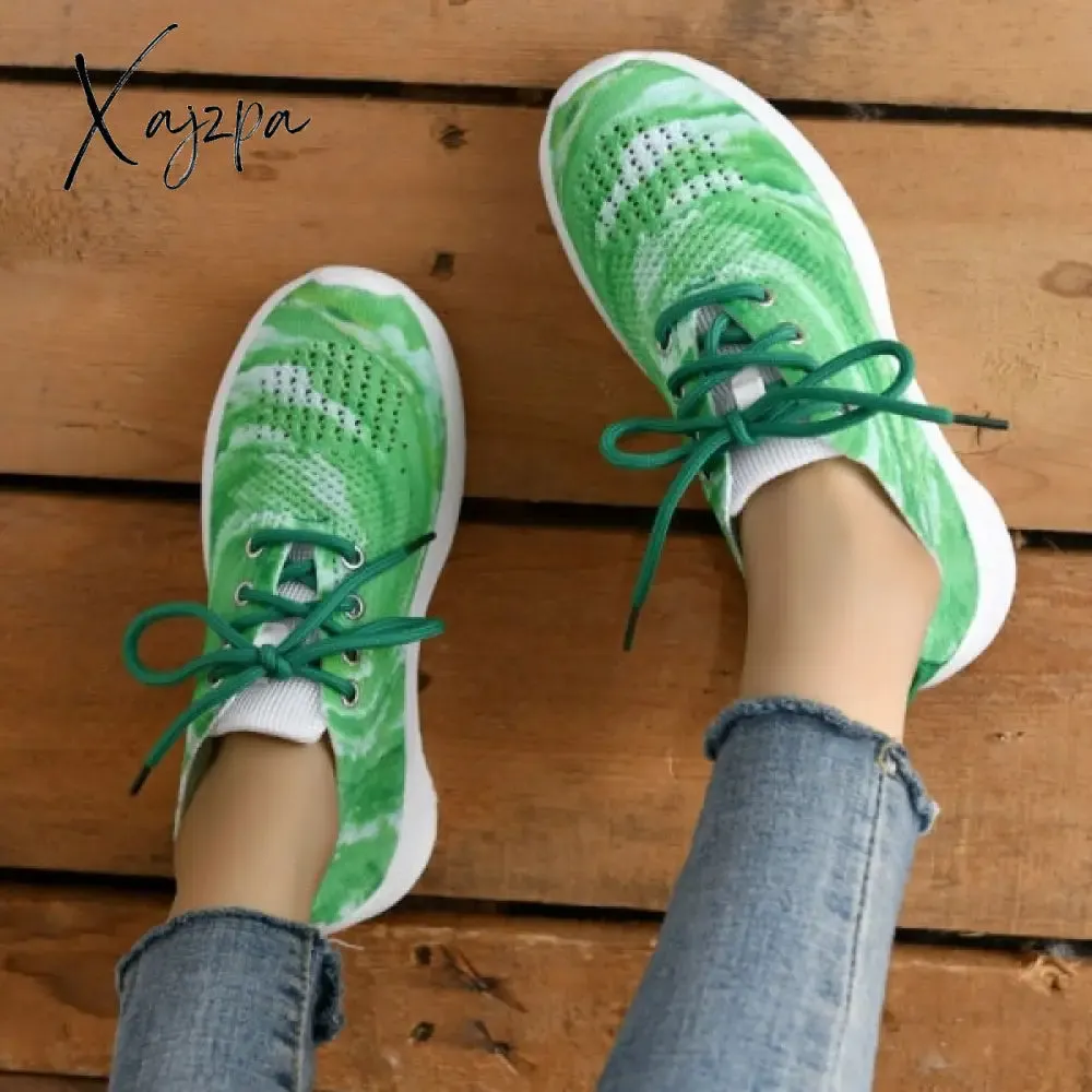 Xajzpa - Yellow Casual Sportswear Daily Patchwork Frenulum Tie-dye Round Mesh Breathable Comfortable Sport Shoes