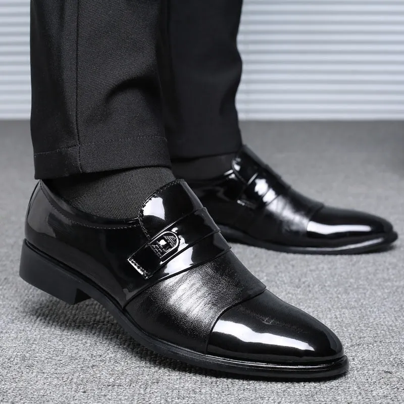 Yeknu Autumn Classic Formal Casual Faux Leather Black Mens Wedding Business Spring Breathable Slip on Retro Shoes 6702