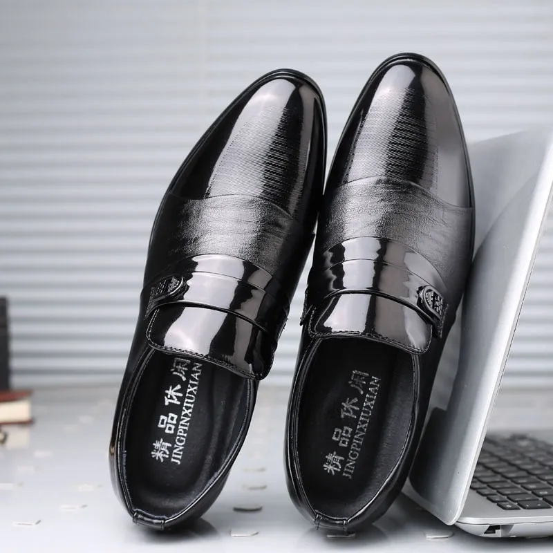 Yeknu Autumn Classic Formal Casual Faux Leather Black Mens Wedding Business Spring Breathable Slip on Retro Shoes 6702