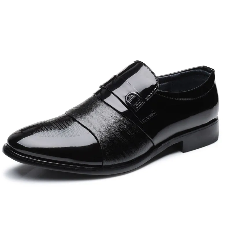 Yeknu Autumn Classic Formal Casual Faux Leather Black Mens Wedding Business Spring Breathable Slip on Retro Shoes 6702