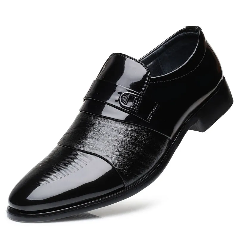 Yeknu Autumn Classic Formal Casual Faux Leather Black Mens Wedding Business Spring Breathable Slip on Retro Shoes 6702