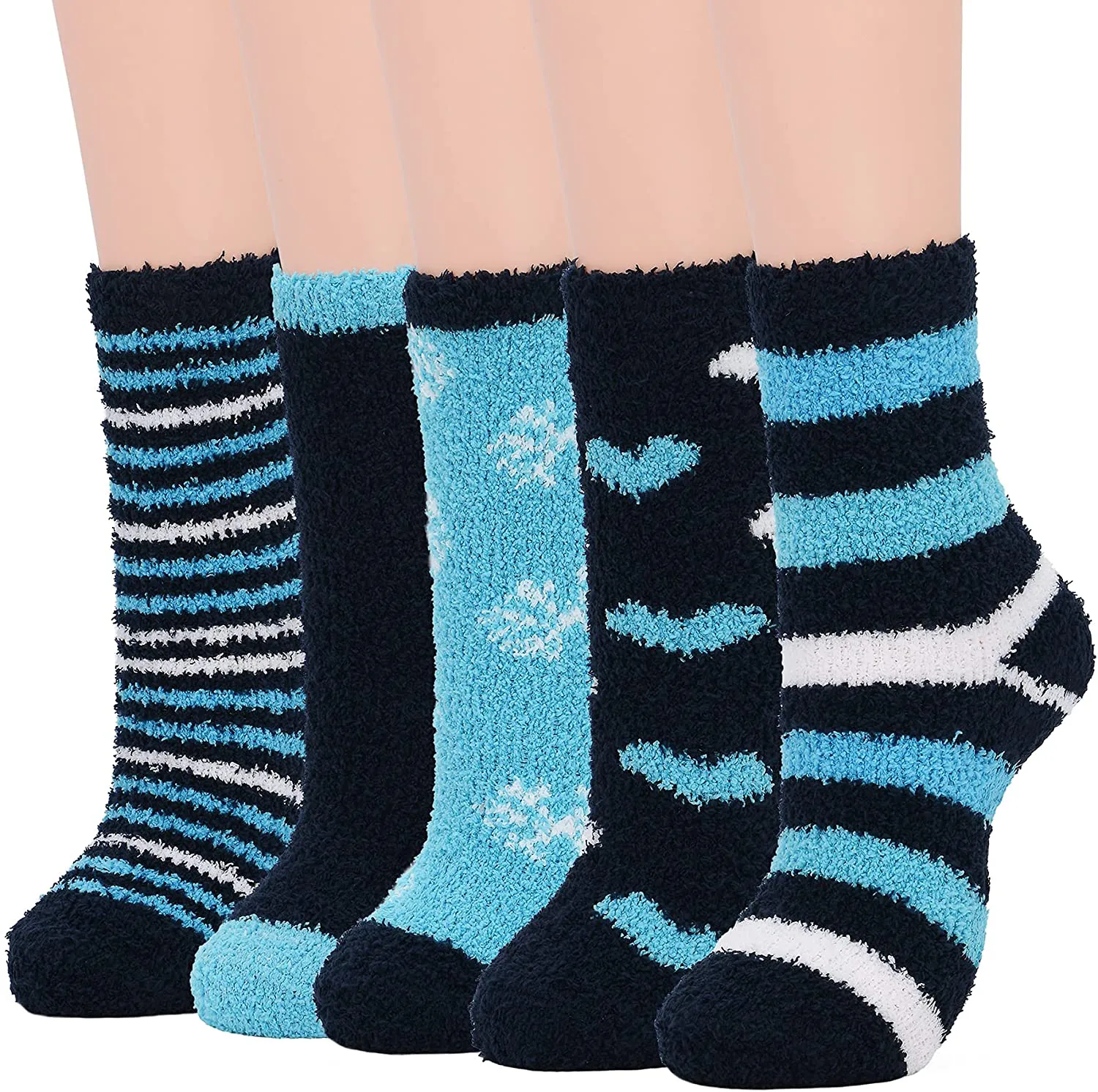 Zando Women Warm Super Soft Plush Slipper Sock Winter Fluffy Microfiber Crew Socks Casual Home Sleeping Fuzzy Cozy Sock