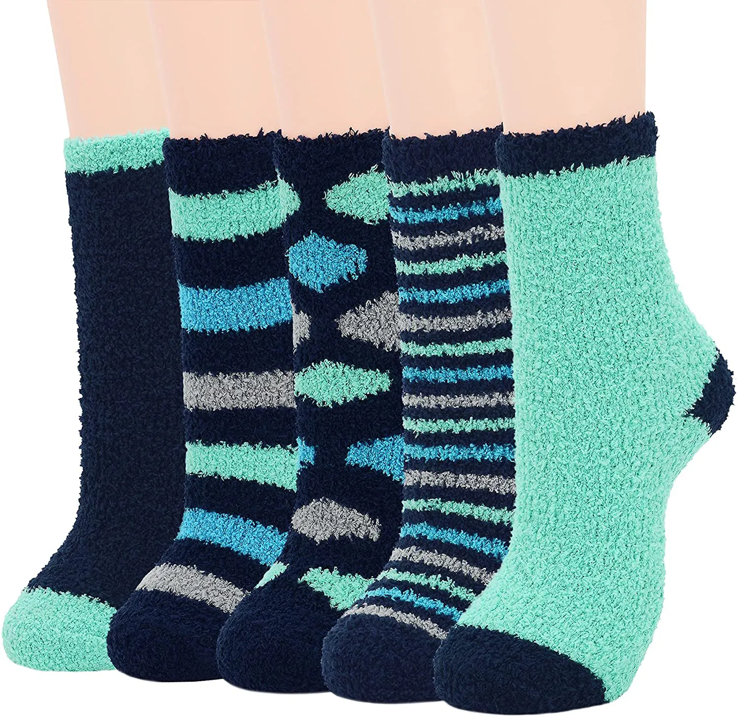 Zando Women Warm Super Soft Plush Slipper Sock Winter Fluffy Microfiber Crew Socks Casual Home Sleeping Fuzzy Cozy Sock