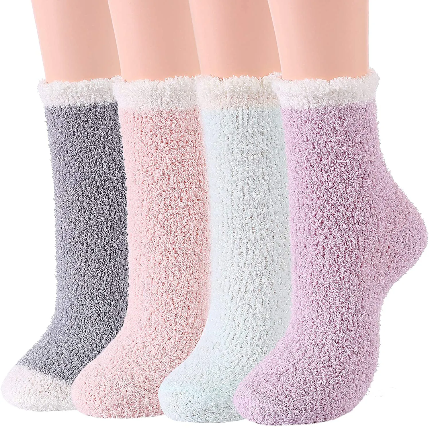 Zando Women Warm Super Soft Plush Slipper Sock Winter Fluffy Microfiber Crew Socks Casual Home Sleeping Fuzzy Cozy Sock